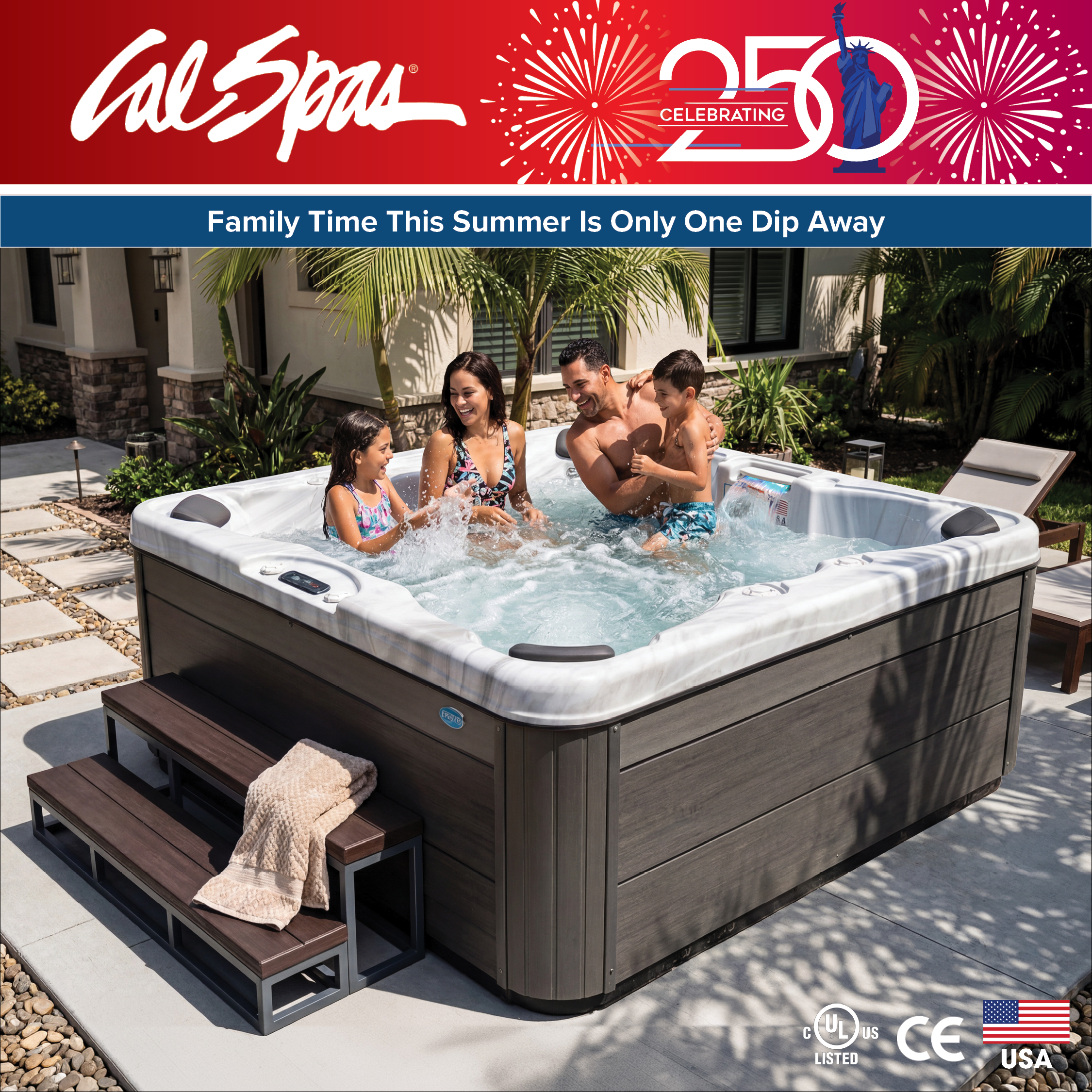 Calspas hot tub being used in a family setting - Snohomish
